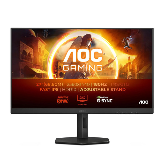 AOC Gaming Q27G4XF - 27 Zoll QHD Monitor, 180 Hz, 0.5 ms, FreeSync Prem., G-Sync comp., HDR10 (2560x1440, DisplayPort, HDMI)